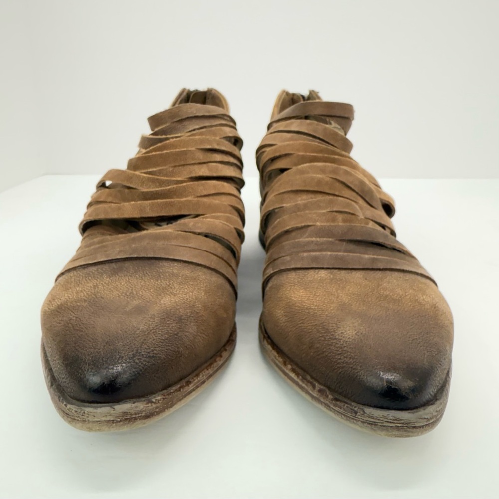 Free People size 37/7 Women’s Lost Valley Tan Leather Strappy Ankle Boots - Picture 3 of 11